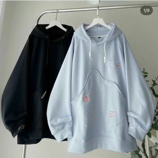 Áo Khoác Hoodie Nam Nữ In Hình Trái Tim LOVE Họa Tiết Siêu Dễ Thương Form Rộng Phối Túi Thời Trang Cực Xịn. TP