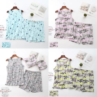 Bộ Đồ Ngủ 2 Món Gồm Áo Thun Cotton Cổ Tròn + Quần Short Dáng Rộng In Họa Tiết Dễ Thương Thời Trang Mùa Hè 2023 Cho Nữ