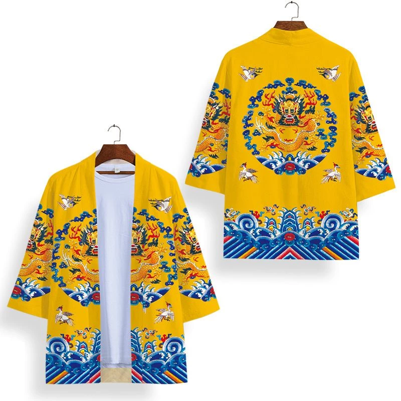 Áo Khoác Kimono In Hình Rồng Phong Cách Nhật Bản Thời Trang Đường Phố Cho Nam Và Nữ