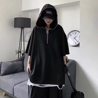 Áo Thun Ngắn Tay Nam Có Nón Trùm Và Khóa Kéo Một Nửa Dáng Rộng Thời Trang Mùa Hè Đơn Giản áo Hoodie Chính Hãng áo Hoodie Bigsize  Phong Cách Hip Hop Mỹ Dễ Phối Đồ Dành Cho Bạn Nữ