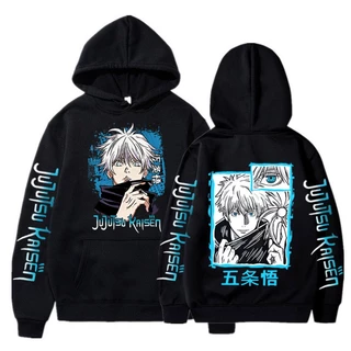 2023 new anime jujutsu kaisen satoru gojo hoodie quá khổ thu đông áo nam nữ áo chui đầu dài tay