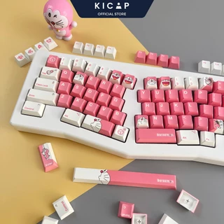 Bộ keycap cherry Doraemon cherry PBT dyesub dày 1.5mm màu hồng cute 144 nút bàn phím cơ