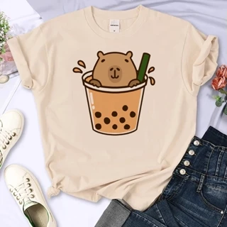 Áo thun Capybara nữ ngộ nghĩnh anime mùa hè áo thun nữ anime Nhật Bản y2k quần áo
