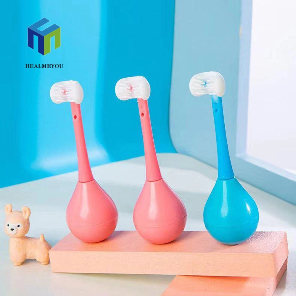 Bàn Chải Đánh Răng Ba Mặt 3D Bằng Silicone Vệ Sinh Răng Miệng Dành Cho Trẻ Em 2-12 Tuổi