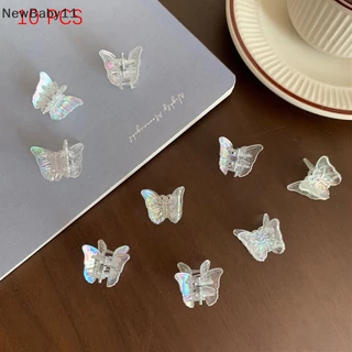 Newbaby 10 cái kẹp tóc bướm nhỏ nhựa trong suốt dễ thương ngọt ngào aurora barrettes.