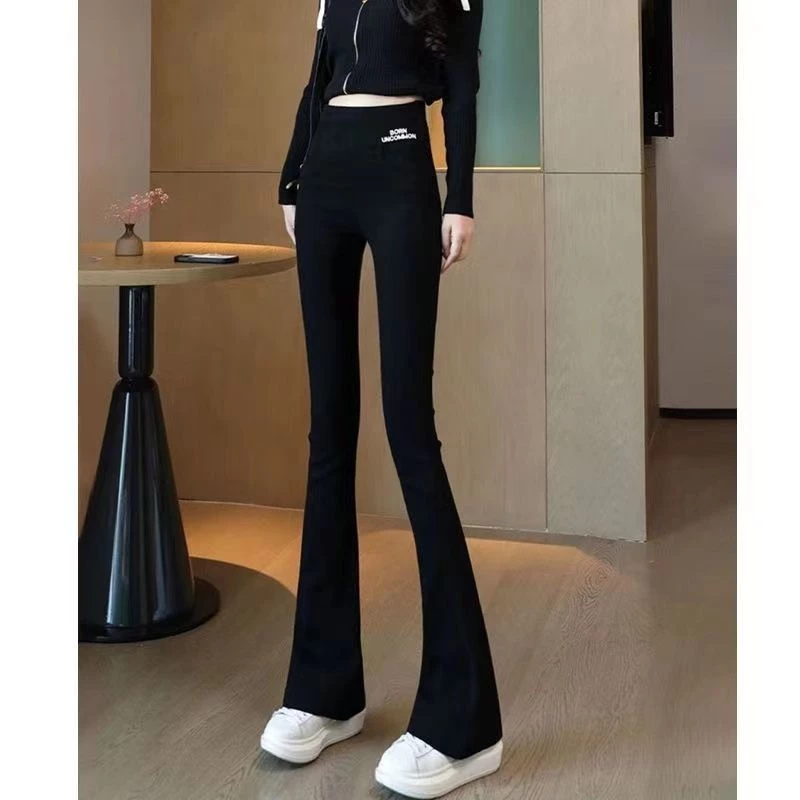 Phong cách mới quần phổ biến micro-flared quần phụ nữ eo cao slim-fit slimmer look drape