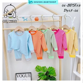 Bộ thun lạnh dài họa tiết kẻ sọc dệt cho bé size từ 8kg đến 30kg Shushibabyshop