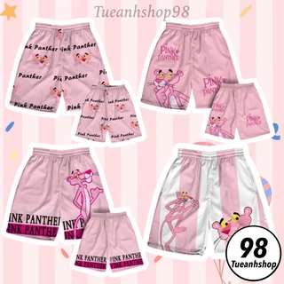 Quần Báo Hồng Pink Panther Short Lững Cartoon - Quần Đùi Thun Cotton Hoạt Hình Nam Nữ Unisex Mặc Nhóm Đi Biển TUEANHSHOP