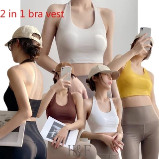 Áo Croptop Sát Nách 2 Trong 1 Có Đệm Ngực Thời Trang Hàn Quốc Gợi Cảm Cho Nữ