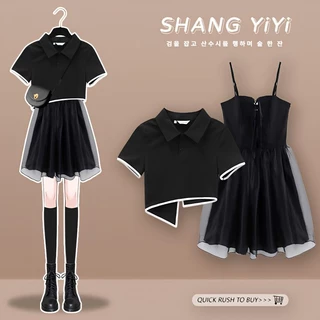 Set Áo Thun Ngắn Tay Plus Size + Đầm Hai Dây Phong Cách Thời Trang Mùa Hè 2023 Cho Nữ