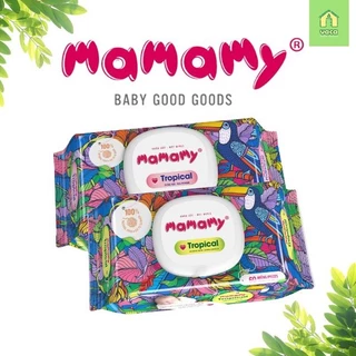 Khăn ướt nhiệt đới Mamamy Tropical tinh dầu cúc vạn thọ/ không mùi gói 90 tờ