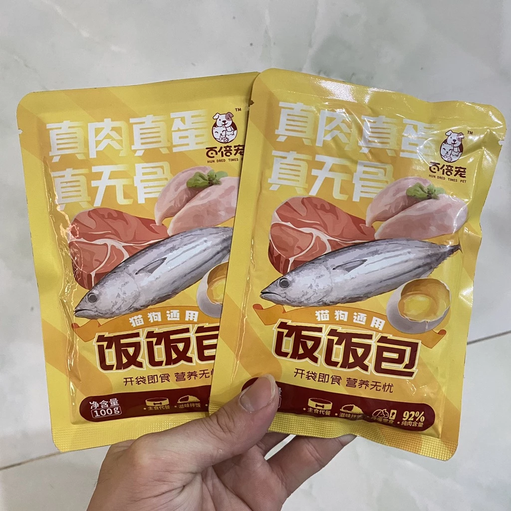 [Hundred] Pate Cho Mèo Gói 100g Từ Thịt Bò, Cá Ngừ, Thịt Gà, Trứng