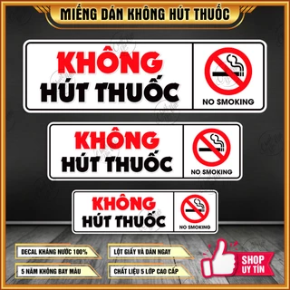 Combo 2 miếng dán decal chống thấm nước không hút thuốc no smoking