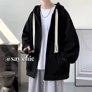 Áo Khoác Cardigan Có Nón Dáng Rộng Đơn Giản Hợp Thời Trang Cho Nam