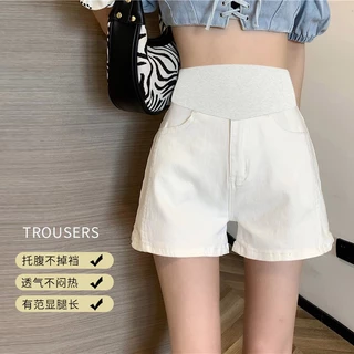 Quần Short Denim Mỏng Dáng Rộng Thời Trang Mùa Hè Cho Mẹ Bầu