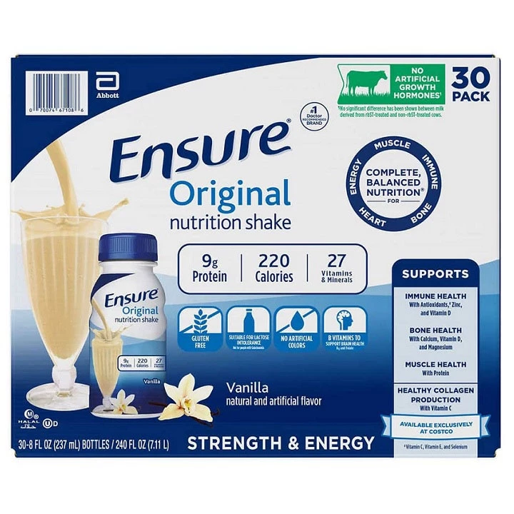[03/2025] Thùng 30 chai sữa Ensure nước Original Nutrition Shake hương vanilla 237ml của Mỹ