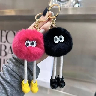 Cute Rex Rabbit Fur Small Briquette Plush Pendant Pendant Car Key Ring Pendant Ins Bag Pendant Gift NXSz