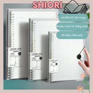 Sổ còng Binder A4 B5 A5 SHIORI 8 còng kèm phân loại ruột giấy refill làm planner bullet journal