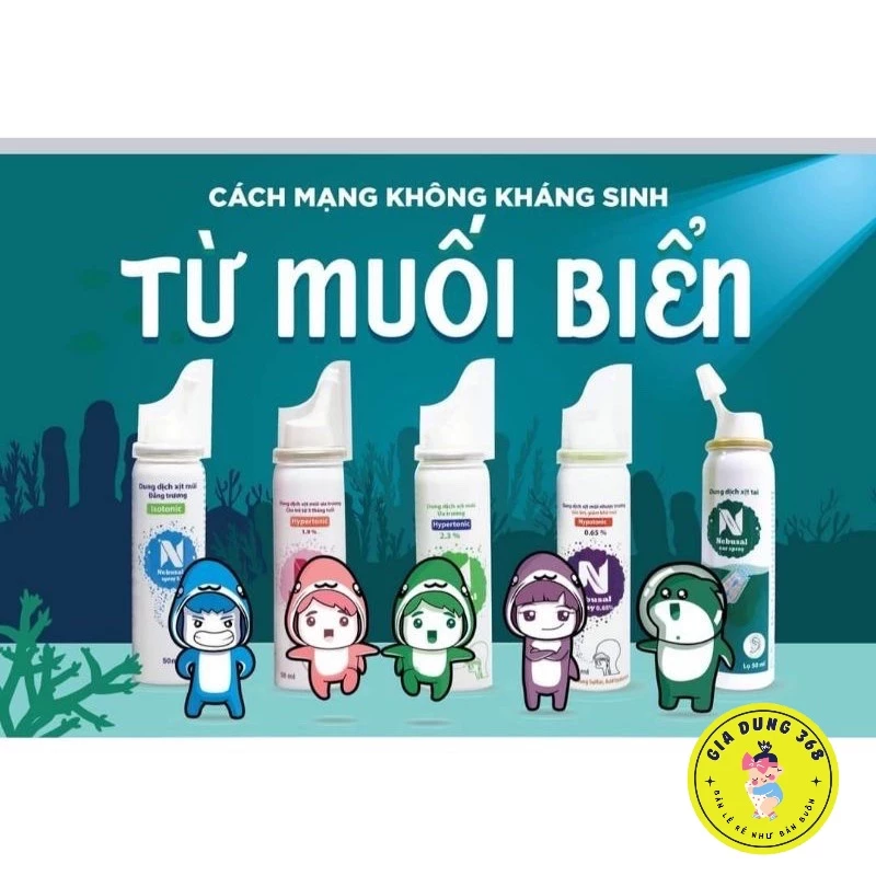 ( gIÁ sỈ) Nebusal - Xịt vệ sinh mũi, nghẹt mũi, sổ mũi, vệ sinh tai