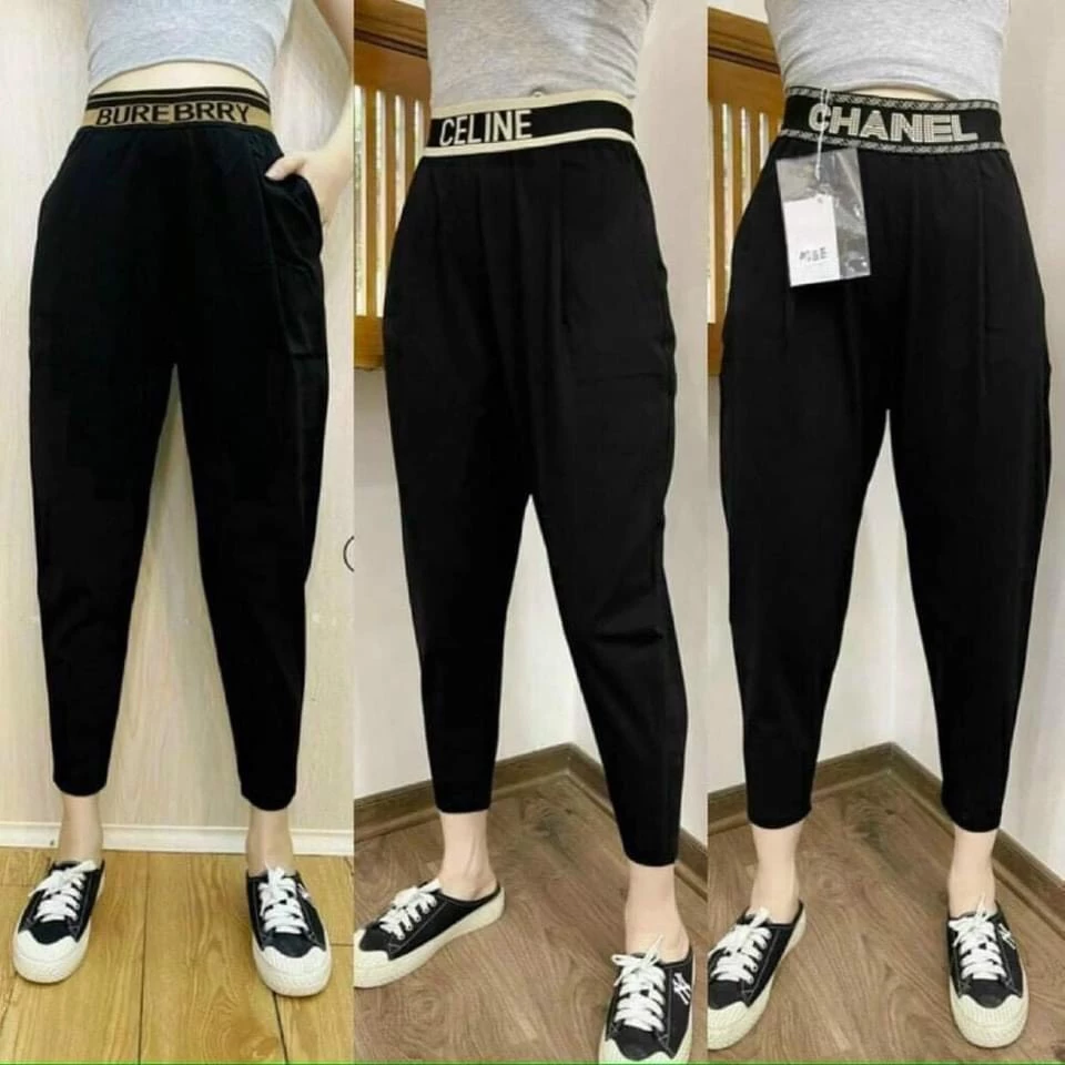 Quần baggy nữ cạp chun công sở lưng cao màu đen kiểu dáng dài - Quần vải nữ baggy chất UMI co giãn 4 chiều mặc đi học
