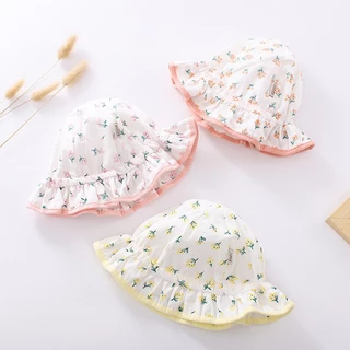 Nón Tai Bèo Cột Nơ Chất Liệu Cotton Mỏng In Họa Tiết Hoa Dễ Thương Thời Trang Mùa Hè Cho Bé Sơ Sinh