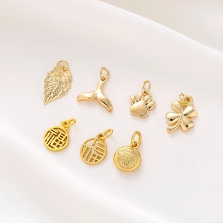 hạt charm Vàng mặt dây chuyền Mặt Dây Chuyền Mạ Vàng 14k Hình Cỏ Bốn Lá / Mèo Bảo Quản Màu Sắc diy