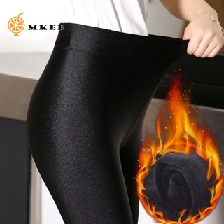 Quần Legging Lông Cừu Lưng Cao Co Giãn Không Đường May Giữ Ấm Mùa Đông Cho Nữ