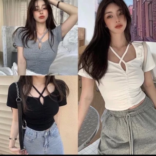 Áo croptop cột dây cá tính