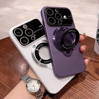 Ốp Điện Thoại In Logo Sang Trọng Kèm Giá Đỡ Từ Tính Bảo Vệ Camera Cho iPhone 14 Pro 13 11 12 Pro Max 14Plus