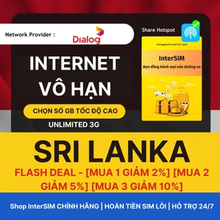 【Sim du lịch SriLanka (Sri Lanka)】【Nhà mạng DIALOG】【Internet tốc độ cao 4G / 5G】Giao hoả tốc từ HCM Sim du lịch InterSIM