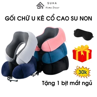 Gối chữ u gối ngủ kê cổ cao su mềm mại có dây điều chỉnh chống mỏi cổ, phù hợp đi du lịch gối ngủ văn phòng - Suha decor