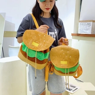 Ba lô phiên bản hàn quốc dễ thương hamburger hoạt hình tương phản trẻ em vui vẻ sáng tạo cô gái túi học sinh dung tích lớn