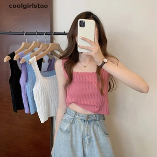 [COOL] Mùa Hè Sexy Dệt Kim Yếm Trong Phụ Nữ Rắn Màu Không Tay Giản Dị Mỏng Crop Top JHS