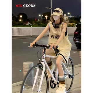 [SEI HOME]MIXGEORA national fashion American retro fake two-piece Jersey sports suit men's street loose casual vest shorts