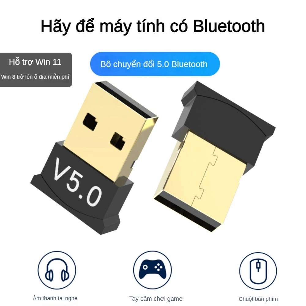 Bộ chuyển đổi usb bluetooth 5.0 cho pc máy tính để bàn bộ thu âm thanh bluetooth không dây win8 / 10/11 ổ đĩa miễn phí