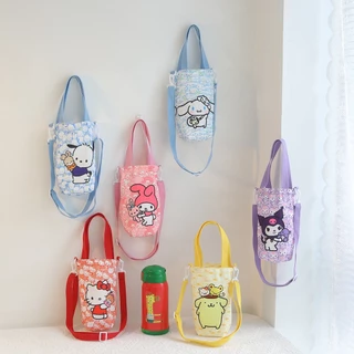 Túi Vải Canvas Đựng Bình Nước Giữ Nhiệt Nhỏ Gọn Họa Tiết Sanrio