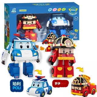 Set 6 Đồ Chơi Xe Cảnh Sát Biến Hình Rô Bốt Cho Bé