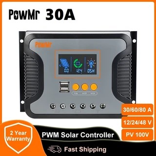 [Rẻ vô địch] Bộ Điều Khiển Sạc Năng Lượng Mặt Trời Sản Phẩm Mới PWM 30A 12V/24V/36V/48V Tự Động Nhận- Mẫu Mới.