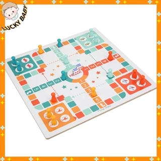 LUCKYBABY Bay Chess Snake Ladder Đồ chơi cờ vua Đa chức năng Giáo dục Trẻ em Trò trên bàn gỗ