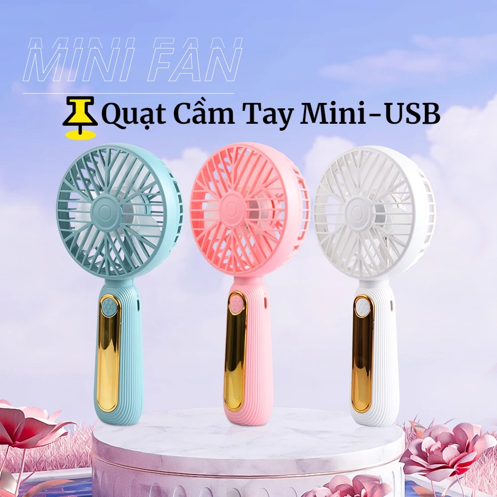 Quạt Mini Cầm Tay-USB 2000mAh Nhỏ gọn dễ mang theo, 3 mức điều chỉnh tốc độ gió