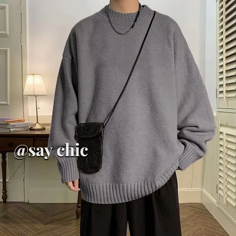 Áo sweater Cổ Tròn Dáng Rộng Đơn Giản Dễ Phối Đồ Thời Trang Cho Nam