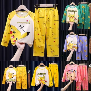 Pikachu Pyjama Cho Trẻ Em Pokemon Tay Pyjama Cho Bé Trai Và Bé Gái Mỏng Hoạt Hình Anime Dễ Thương Thoải Mái Nhà Bộ Quần Áo