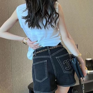 Quần Short Denim Lưng Cao Ống Rộng Thời Trang Mùa Hè 2023 Dành Cho Nữ