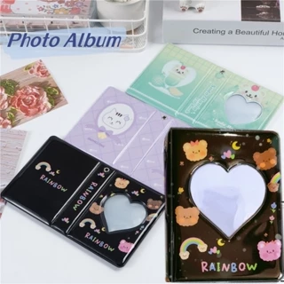 Cuốn Album Ảnh 3 Inch 40 Ngăn Họa Tiết Trái Tim Và Gấu Cầu Vồng Phong Cách Hàn Quốc Giá Đỡ