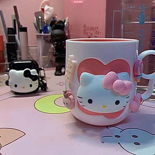 Cốc Đánh Răng Hello Kitty Có Tay Cầm Dễ Thương Cho Bé Gái