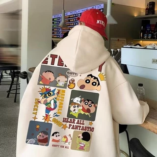 Áo hoodie Tay Dài Dáng Rộng In Hình Cậu Bé Bút Chì shin-chan Phong Cách Hàn Quốc Thời Trang Mùa Thu Cho Nam m-5xl