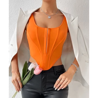 Áo Tank Top Cổ Vuông Màu Trơn Thiết Kế Ôm Sát Tôn Dáng