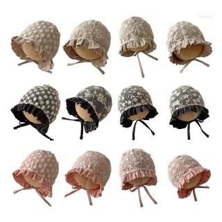 Mũ Bonnet Cotton Mềm Mại Cột Dây Làm Phụ Kiện Chụp Ảnh Cho Bé Sơ Sinh