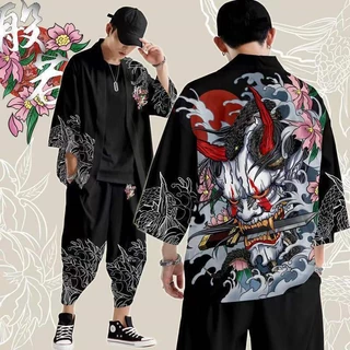 Bộ Áo Khoác kimono + Quần Dài Dáng Rộng xxs-6xl Phong Cách harajuku Nhật Bản Cho Nam Và Nữ