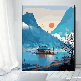 MOZI✨ 30 * 40cm tranh tô màu theo số tranh số hóa tranh sơn dầu số hoá tranh tô số hoá sơn acrylic  Tranh Sơn Dầu Kỹ Thuật Số Tự Làm Thủ Công Tranh Sơn Dầu Trang Trí Nội Thất Tự Làm Hình Phong Cảnh